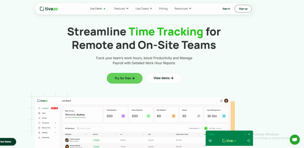 Tivazo homepage