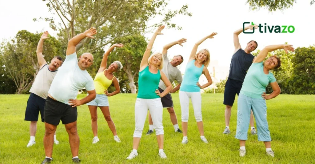 a group of people doing exercise
