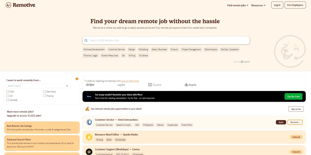 remotive home page