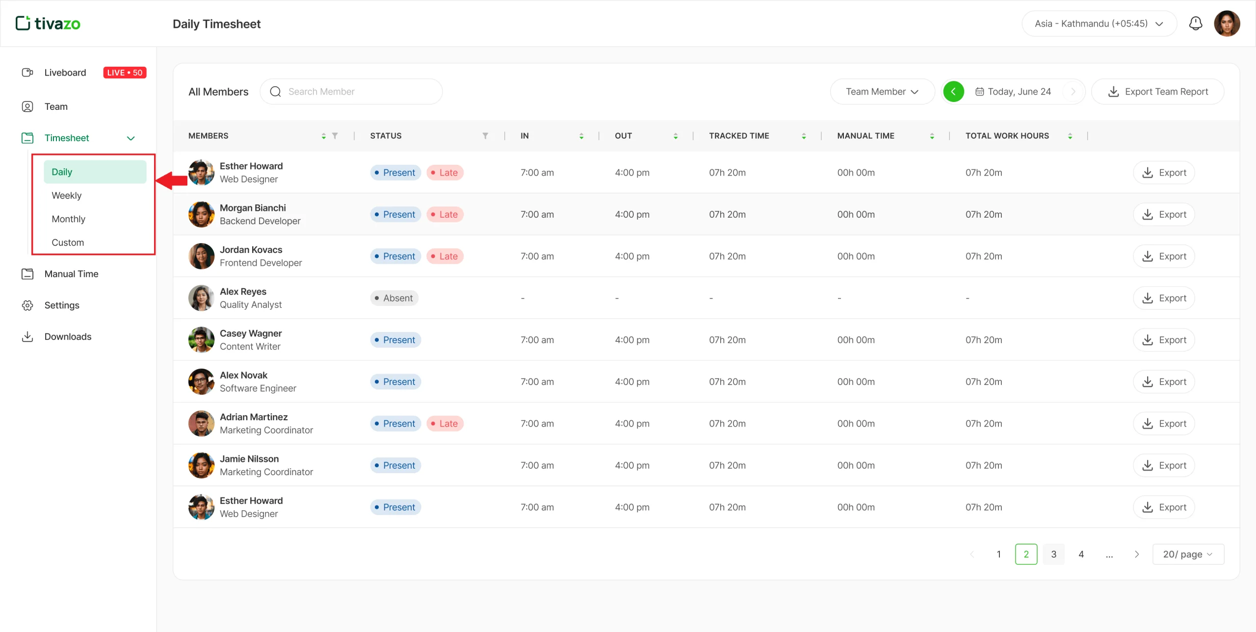 Activity Tracking Screenshot