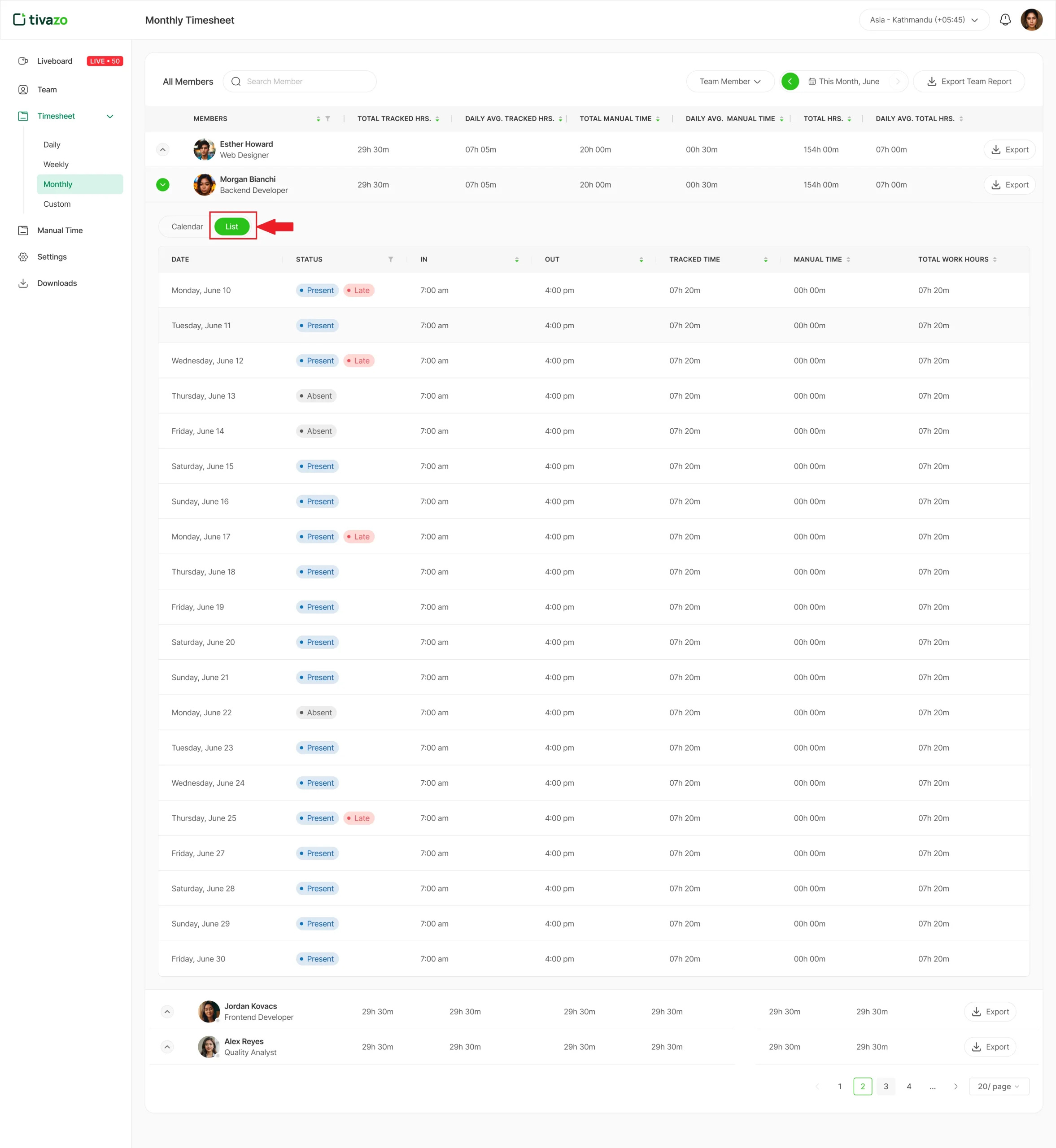 Activity Tracking Screenshot