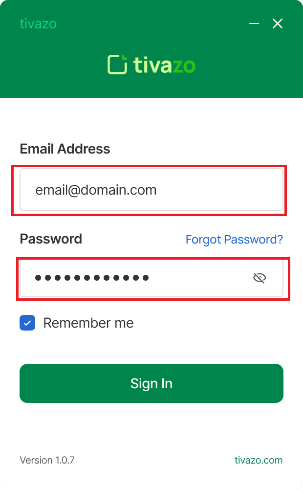 Member login Screenshot