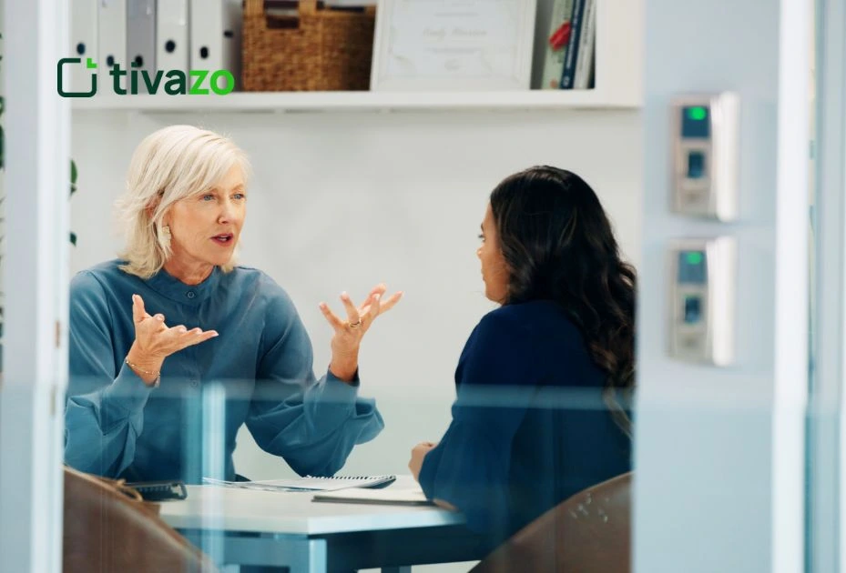 two women discussing about poor time management