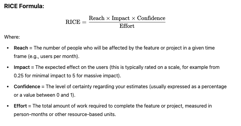 a formula for RICE Prioritization