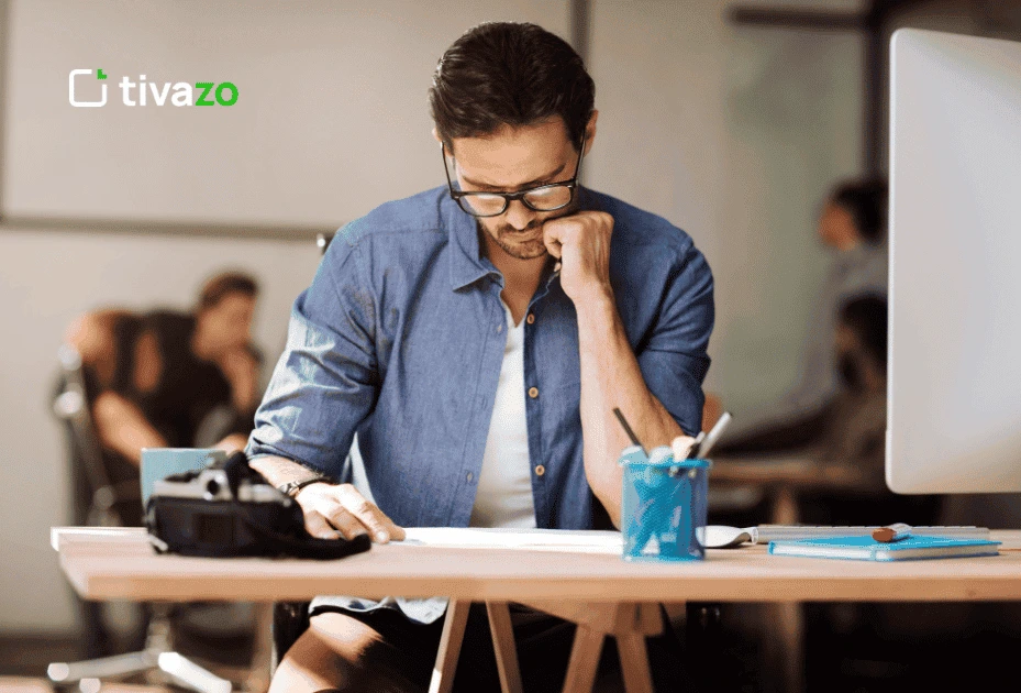 a boy focusing in newyork office