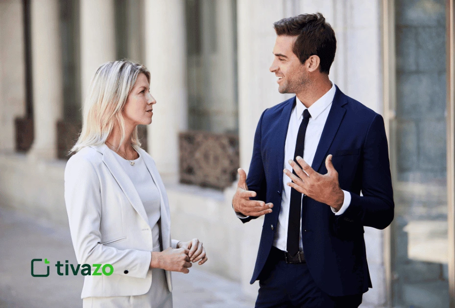 two employees having communication in office